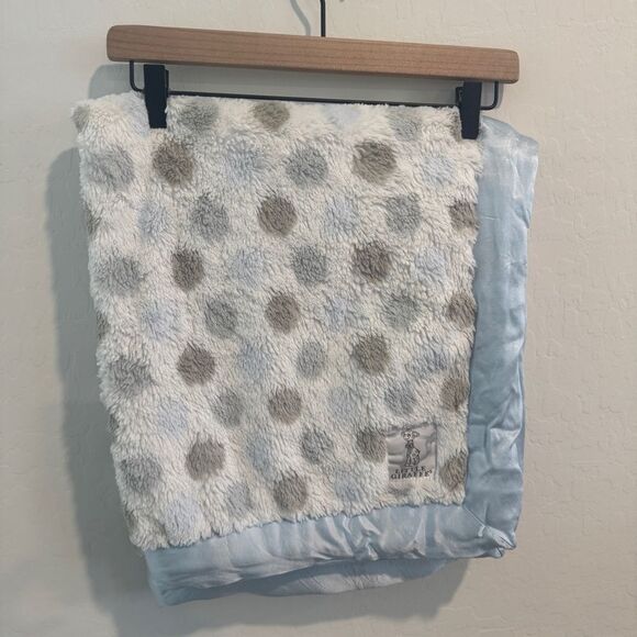 Little Giraffe Luxe Dot Baby Blanket Blue and Gray - Picture 1 of 5